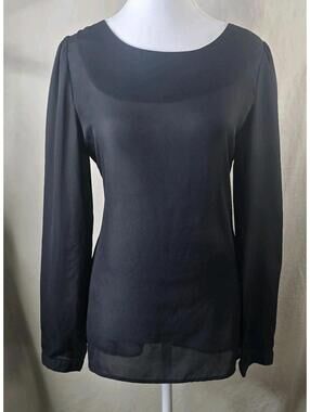Everly Black Sheer Dressy Blouse Top Women’s L Excellent Condition